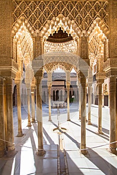 Courtyard of the Lions in the Alhambra Granada, Spain