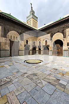 Courtyard in the Madrasa Bou Inania, in Fez, Morocco
