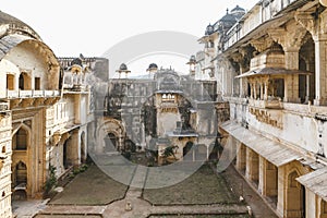 Courtyard of the maharaja palace in Bundi, Rajasthan, India