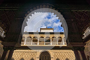 Courtyard of the Maidens in the Real Alcazar Palace in Seville, Spain