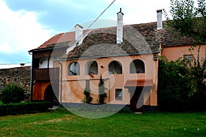 Courtyard of the medieval fortified church Cristian, Transylvania