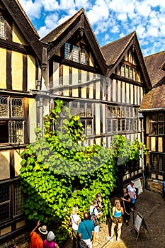 Courtyard of Medieval Hever Castle - home of Tudor and Anne Boleyn, Kent, UK
