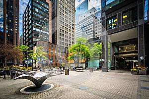 Courtyard and modern buildings in downtown Toronto, Ontario.