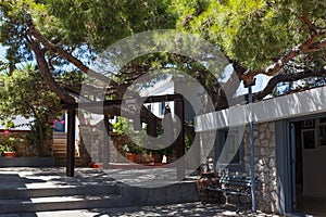 The courtyard of the monastery Savvas on the island of Kalymnos