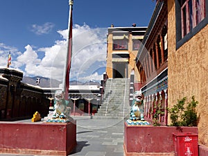 Courtyard of the monastery of Thiksey in Ladakh, India.