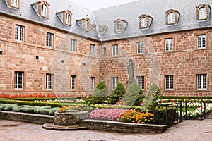 Courtyard in Mont Sainte-Odile Abbey in France