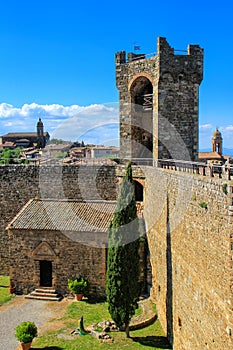 Courtyard of Montalcino Fortress in Val d`Orcia, Tuscany, Italy