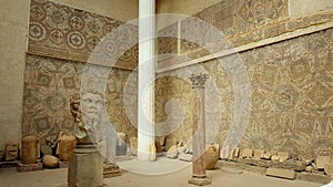 Courtyard of the museum: monumental head of Septimius Severus. photo