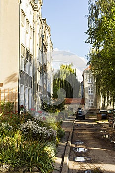 The courtyard of an old residentail building in the center of Gdansk. Poland