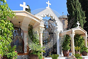 Courtyard in the orthodox church of the first miracle, Kafr Kanna, Israel