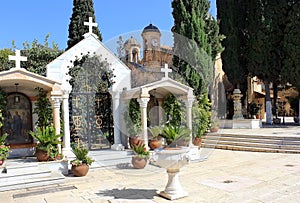 Courtyard in the orthodox church of the first miracle, Kafr Kanna, Israel