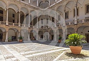 Courtyard of Palazzo dei Normanni (Palace of the Normans, Palazzo Reale) in Palermo city