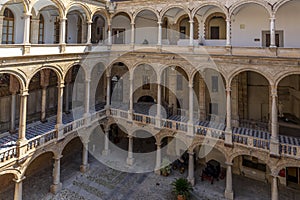 Courtyard of Palazzo dei Normanni (Palace of the Normans, Palazzo Reale) in Palermo city