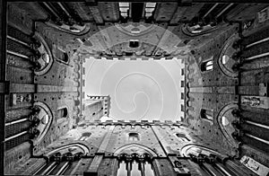 The courtyard of the Palazzo Pubblico in the center of Siena