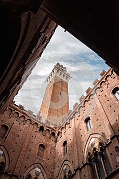 The courtyard of the Palazzo Pubblico in the center of Siena