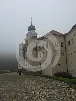 Courtyard of the Pieskowa Skala castle in Poland