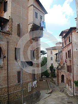 Courtyard of the popular district Garbatella to Rome in Italy.