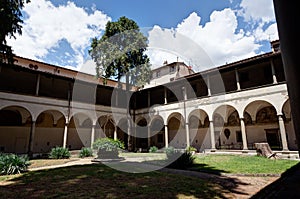Courtyard Santa Maria del Carmine church, Florence, Firenze, Tuscany, Italy