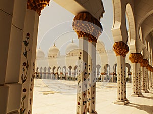 Courtyard of Sheikh Zayed mosque in Abu-Dhabi.