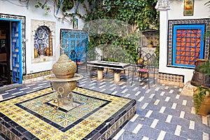 Courtyard at Sidi Bou Said, Tunis, Tunisia