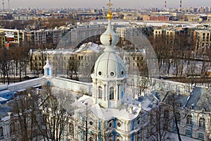 Courtyard of the Smolny Cathedral in St. Petersburg, top view