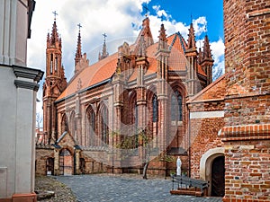 Courtyard of st Anne and Bernardine church. Vilnius, Lithuania.