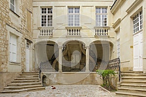 Courtyard and stairs. Chinon. France