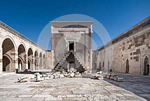 Courtyard of Sultanhani Caravanserai, an ancient fortified inn on the caravan route, Aksaray, Turkey
