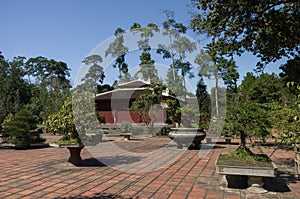 In courtyard of Thien Mu Pagoda. Unesco World Heritage Site.Hue, Vietnam