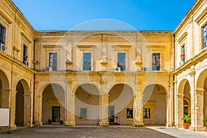 Courtyard of the town hall of Modica, Sicily, Italy