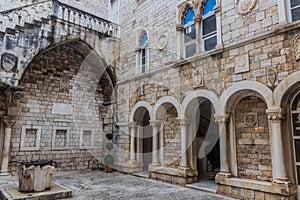 Courtyard of the town hall in the old town of Trogir, Croat