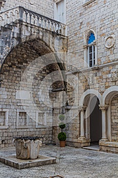 Courtyard of the town hall in the old town of Trogir, Croat