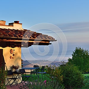 Courtyard of the tuscan farmhouse. Italy