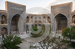 Courtyard of Ulugbek Madrasah on Registan Square in Samarkand, U