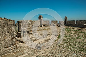 Courtyard with walls and rusty cannon at the Marvao Castle