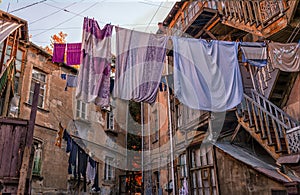 Courtyard where clothes are dried in Tbilisi Georgia