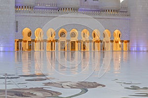 Couryard of Sheikh Zayed Grand Mosque in Abu Dhabi, United Arab Emirate