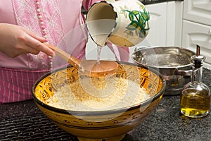 Couscous being prepared