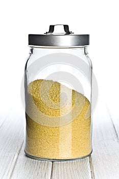 Couscous in glass jar