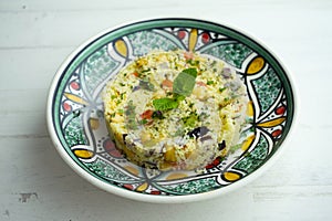 Couscous salad with assorted vegetables and chickpeas