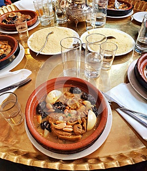 Couscous with semolina, Moroccan traditionnal dish, Morocco