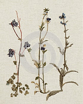 Couture embroidery of flowers.