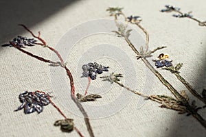 Couture embroidery of flowers.
