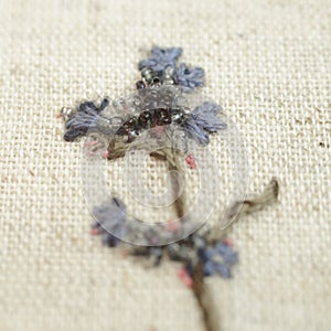 Couture embroidery of flowers.