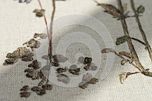 Couture embroidery of flowers.