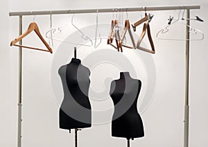 Couturier salon, dummy studio and clothes hangers, fashion, clothing, style