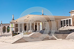 The Sanctuary of Fatima with the forecourt of the church and various figures, Fatima pilgrimage site, Portugal photo