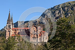 Covadonga church next to the mountain photo
