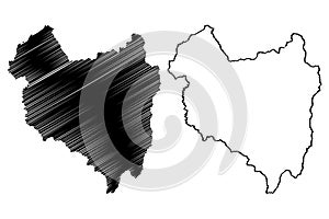 Covasna County Administrative divisions of Romania, Centru development region map vector illustration, scribble sketch Covasna