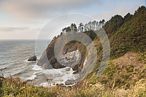 Cove at Cape Disappointment in sunset